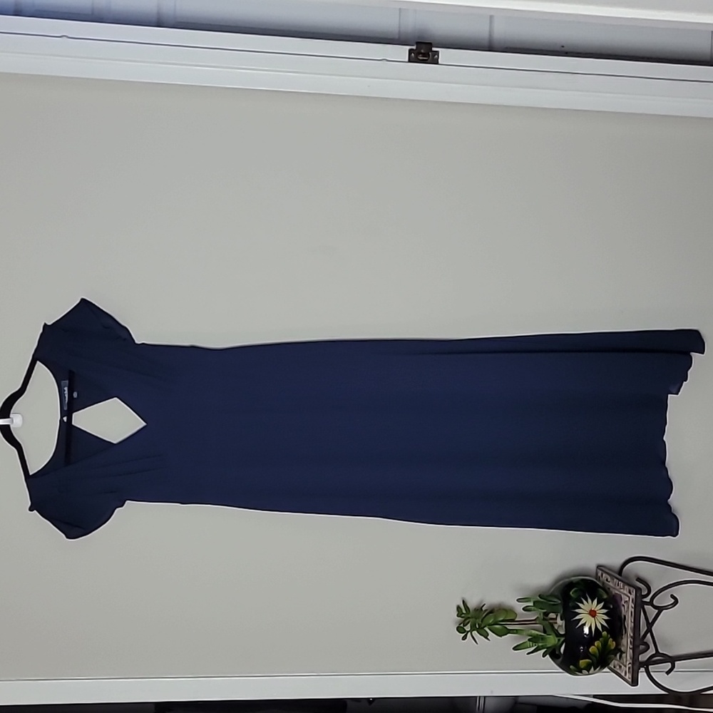 ModCloth flutter sleeve empire waist navy maxi dress Sz 8